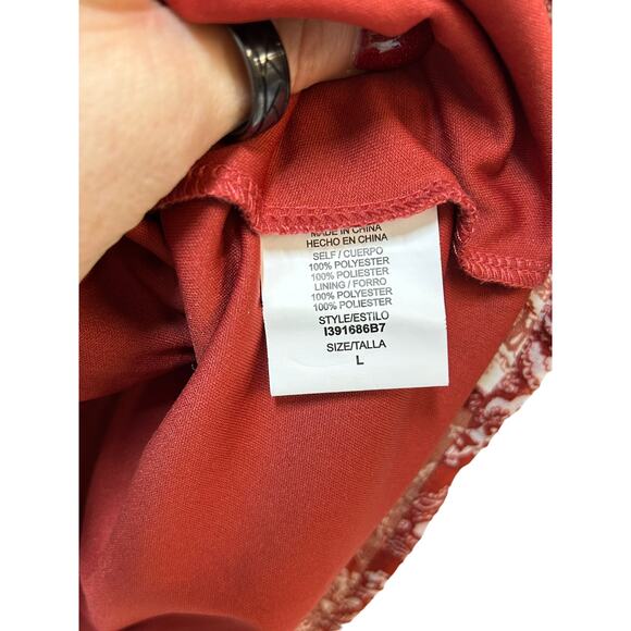 As U Wish 3/4 Sleeve V Neck Eyelet Pullover Top Red Women's Size Large - Picture 8 of 11